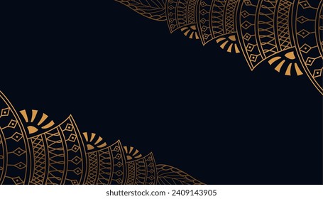 artistic and ethnic golden henna pattern background with text space vector