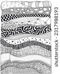 Artistic ethnic pattern. Hand-drawn, ethnic, floral, retro, doodle, vector, zentangle tribal design element. Black and white Pattern for adult coloring book