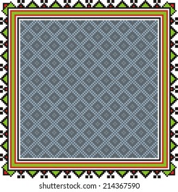 artistic ethnic vector ornament based on cross stitch Ukrainian and Russian masters 