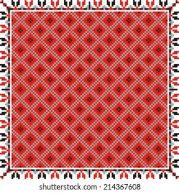 artistic ethnic vector ornament based on cross stitch Ukrainian and Russian masters 