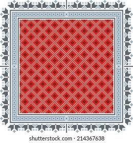 artistic ethnic vector ornament based on cross stitch Ukrainian and Russian masters 