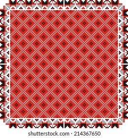 artistic ethnic vector ornament based on cross stitch Ukrainian and Russian masters 
