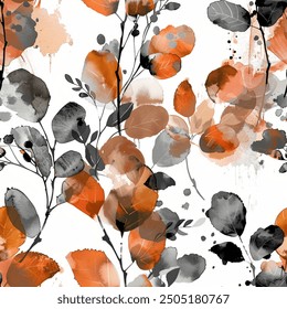 Artistic Eucalyptus Leaf Watercolor Abstract Scandinavian Design Seamless Pattern Wallpaper Curtain Bedding Background Upholstery Gift Wrapping Paper Vector 