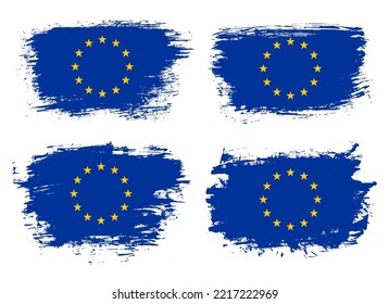 Artistic European Union country brush flag collection. Set of grunge brush flags on a solid background