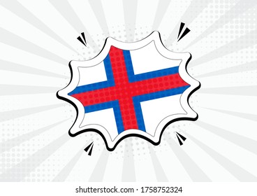 Artistic Faroe Islands country comic flag illustration. Abstract flag speech bubble pop art vector background