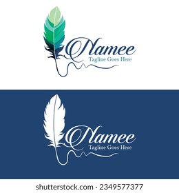 Artistic Feather Logo Design Vector