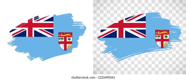 Artistic Fiji flag with isolated brush painted textured with transparent and solid background