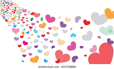 Artistic flat design of love or heart icon isolated by white background and arranged in neat pattern best use for illustration background or backdrop, presentation slide show or any art use.