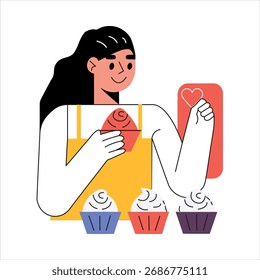 Icono de estilo plano artístico de decoración de cupcakes