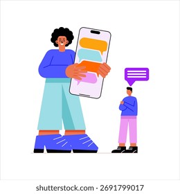 Künstlerische Flachbild-Illustration für mobilen Chat