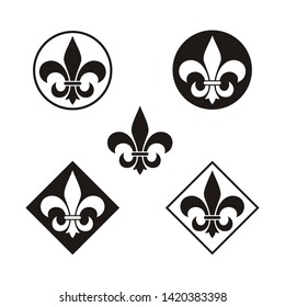 Artistic Fleur de Lis symbol logo design vector with frame / border