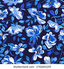 Artistic floral background. Seamless pattern made of abstract peony flowers with blurred petals texture. Summer nature ornament. Flowers in bloom.