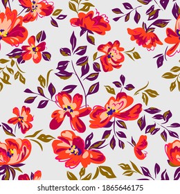 Artistic floral background. Seamless pattern made of abstract peony flowers with blurred petals texture. Summer nature ornament. Flowers in bloom.