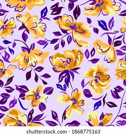 Artistic floral background. Seamless pattern made of abstract peony flowers with blurred petals texture. Summer nature ornament. Flowers in bloom.