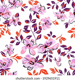 Artistic floral background. Seamless pattern made of abstract peony flowers with blurred petals texture. Summer nature ornament. Flowers in bloom.