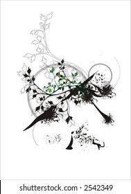 artistic floral background, vector illustration,grunge & floral ornaments cover design