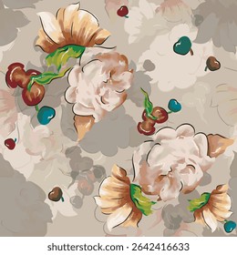 Artistic floral illustrations in a modern, expressive style. Ideal for textile design, decoration, backgrounds, and graphic elements