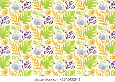 artistic floral line art pattern with continuous hand drawn repetition for wrapping paper, wallpaper, and kitchen fabric

