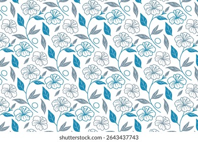 artistic floral outline design in seamless one line style for wrapping projects home textile prints and women wear fashion

