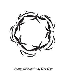 Künstlerisch floraler Rundrahmen flach Design Kunst Dekoration Vektorgrafik auf weißem Hintergrund.