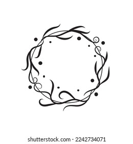 Artistic floral round frame flat design art decoration vector illustration on white background.