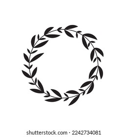 Artistic floral round frame flat design art decoration vector illustration on white background.
