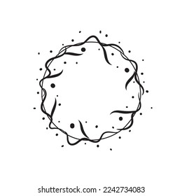 Artistic floral round frame flat design art decoration vector illustration on white background.
