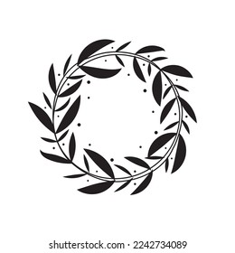 Artistic floral round frame flat design art decoration vector illustration on white background.