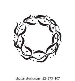 Diseño artístico de marco redondo floral de diseño plano decoración de arte ilustración vectorial sobre fondo blanco.