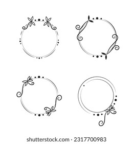 Diseño artístico de marco redondo floral de diseño plano decoración de arte ilustración vectorial sobre fondo blanco.