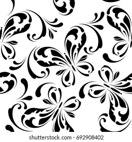 Artistic floral seamless pattern. Flowers and butterflies for fabric, wallpaper, paper, wrapping.