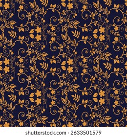 Artistic Floral Seamless Pattern with Graceful Motifs