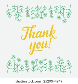 Artistic Flower Border Thank You Card