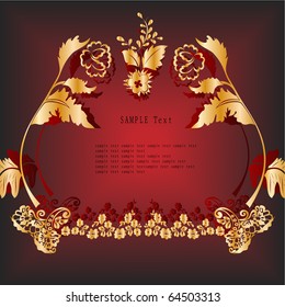 Artistic flower golden background for your text - Vintage design