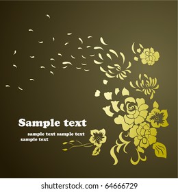 Artistic flower golden background for your text - Vintage design .