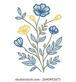 artistic flower sketch with fine botanical lines.single line floral artwork for digital use.elegant leaf drawing for textile and cushion design

