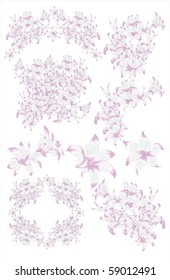 Artistic flowers abstract colorful background. Vector.