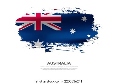 Bandera artística plegada de cepillo de Australia. Pintar marca de pincel de frotis en fondo blanco aislado