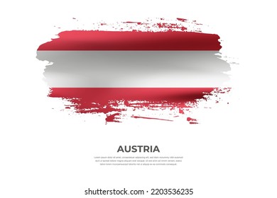 Künstlerische gefaltete Bürstenflagge Österreichs. Pinselstriche mit Pinselstrich auf einzeln weißem Hintergrund