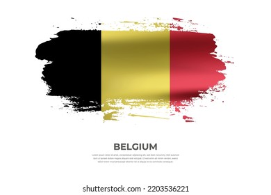 Artistic folded brush flag of Belgium. Paint smears brush stroke flag on isolated white background