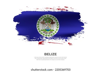 Artistic folded brush flag of Belize. Paint smears brush stroke flag on isolated white background