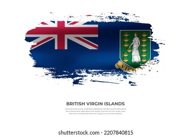 Artistic folded brush flag of British Virgin Islands. Paint smears brush stroke flag on isolated white background