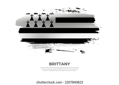 Artistic folded brush flag of Brittany. Paint smears brush stroke flag on isolated white background