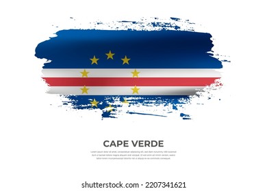 Artistic folded brush flag of Cape Verde. Paint smears brush stroke flag on isolated white background