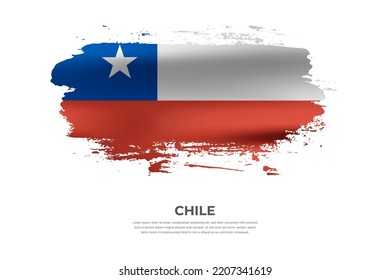 Artistic folded brush flag of Chile. Paint smears brush stroke flag on isolated white background