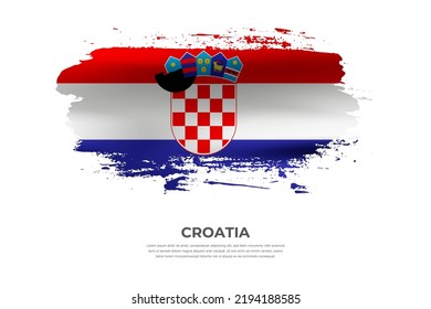 Artistic folded brush flag of Croatia. Paint smears brush stroke flag on isolated white background