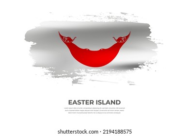 Künstlerische gefaltete Pinselfahne der Osterinsel. Pinselstriche mit Pinselstrich auf einzeln weißem Hintergrund