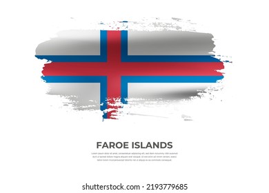Artistic folded brush flag of Faroe Islands. Paint smears brush stroke flag on isolated white background
