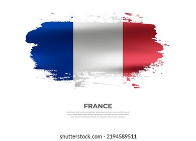 Artistic folded brush flag of France. Paint smears brush stroke flag on isolated white background