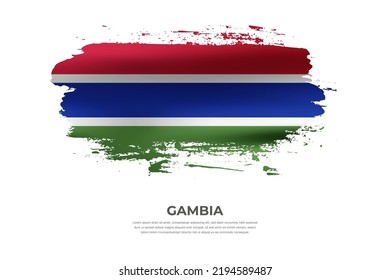 Artistic folded brush flag of Gambia. Paint smears brush stroke flag on isolated white background